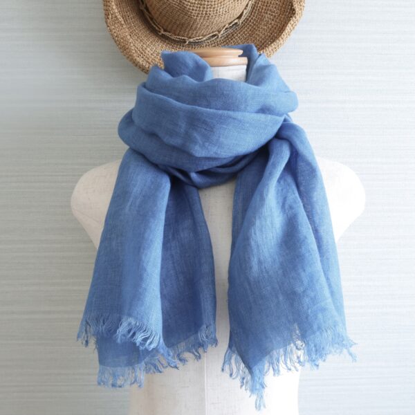 再入荷♪   藍染　　リネンガーゼ　ストール　無地　