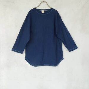 New❗️  藍染　七分袖　Tシャツ　6.2オンス 　濃紺　男女兼用
